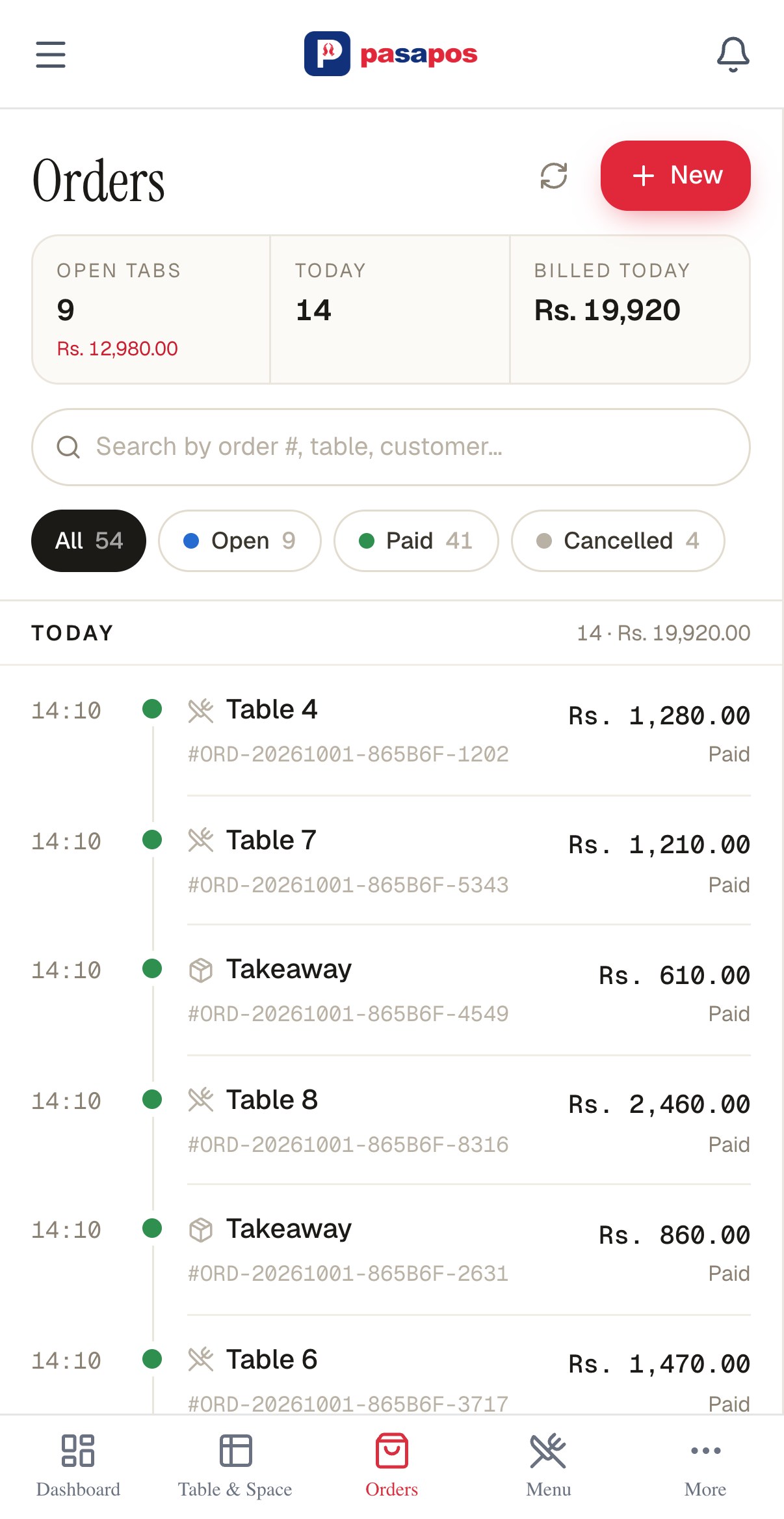 Today's orders on a phone
